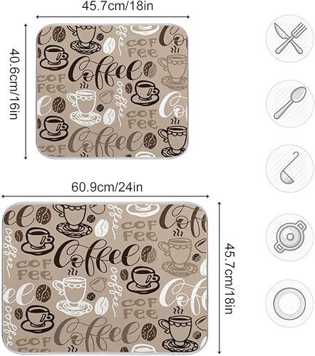 Vista 192 de Daisy On Old - Tapete de secado de platos de madera para encimera de cocina, tapete de secado de madera turquesa de 18 x 24 pulgadas con tapete