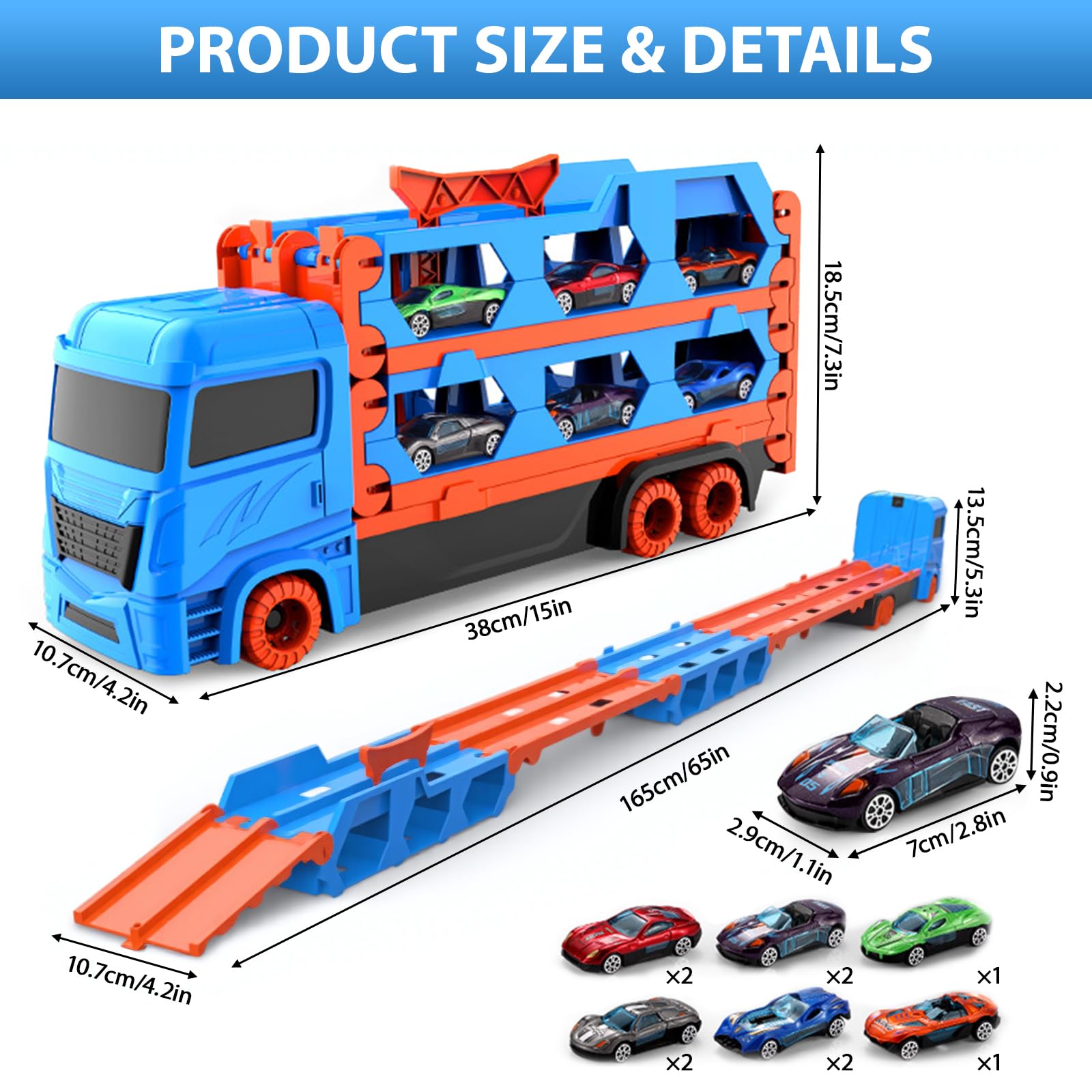 Camion Trasporto Giocattoli, Transporter Truck Macchinine Giocattoli per Ragazzi 3 4 5 Anni Camion Giocattolo con Pista da Corsa e 10 Macchine Macchinine Giocattolo Regalo per Bambini 3 4 5 6 7