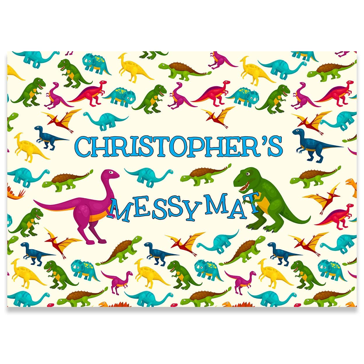 Paper Themes Girls Dino Personalised Messy Mat Plastic Table Cloth Wipe Clean Protect Your Table And Floor From Spills And Accidents ((M) 75 X 55 Cm, )