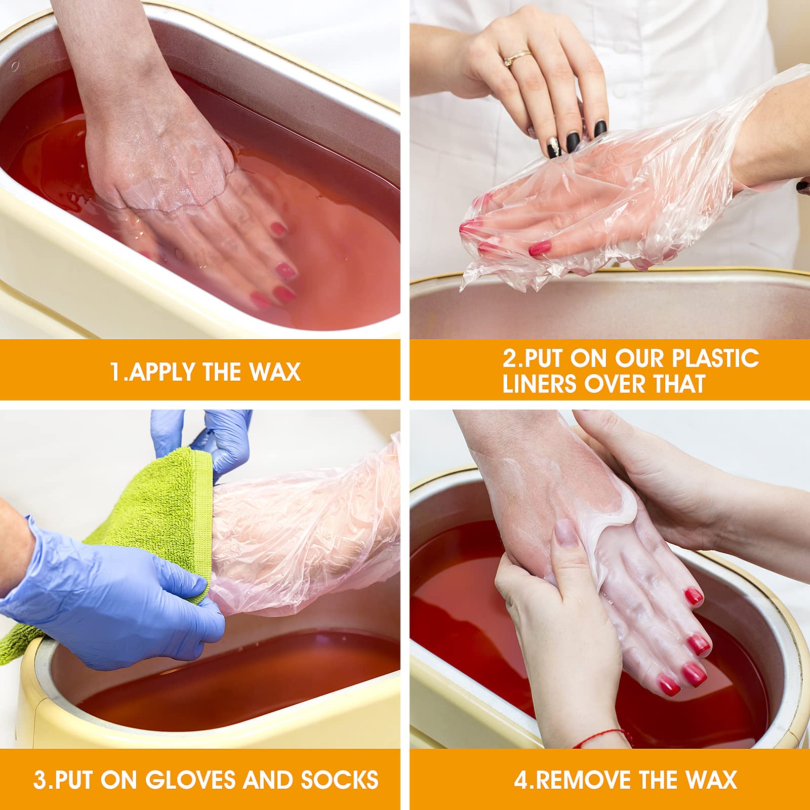 200 Stück Paraffinwachs Handschuheinlagen Paraffinbad Einlagen, Einwegstiefel Paraffin Badeeinlagen Transparent Kunststoff Einweghandschuhe für Hand-Schönheitssalon Haarfärben Spa Wax Treatment