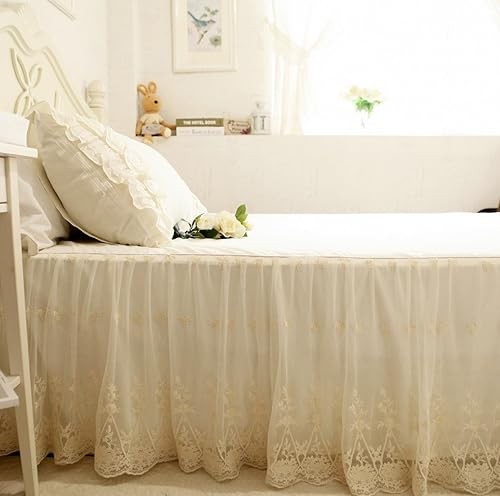 Miniatura 4 de Brandream Juego de edredón blanco de 4 piezas, tamaño King, juego de colcha de matelasse de granja, juego de ropa de cama acolchado de algodón