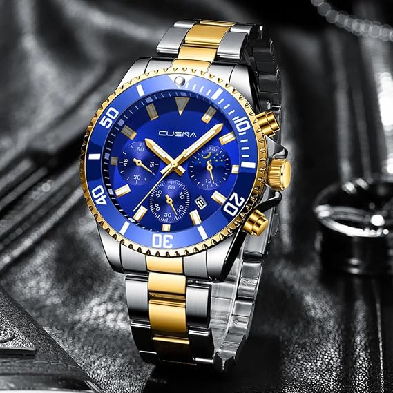 OFFCUP Mens Watches, 50MM Waterproof Stainless Steel Watch for Men