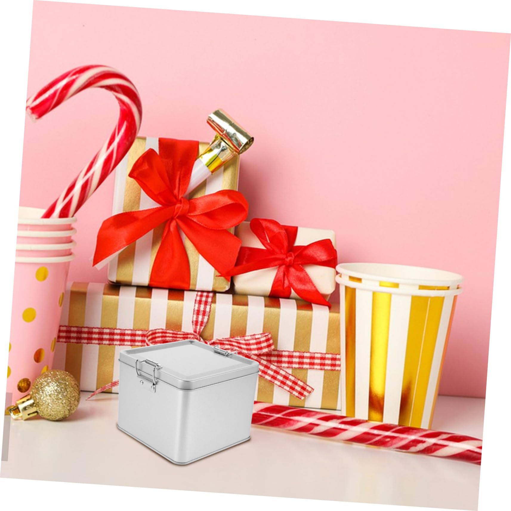 ABOOFAN Lot De 4 Boîtes À Bonbons En Fer Blanc Avec Couvercle Contenant Décoratif Pour Biscuits Thé Collations Pour La Maison