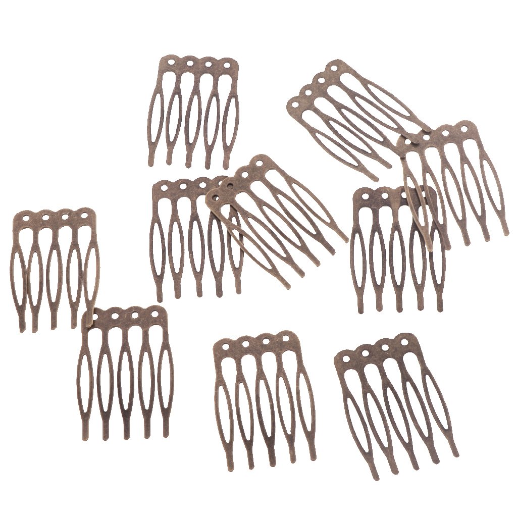 Fityle 10pcs Antique Silver Gold Bronze Tone Metal Hair Side Combs Clips Pins 2.7/5.6cm for DIY Jewelry Finding Crafts - Bronze, 2.7cm : Beauty & Personal Care