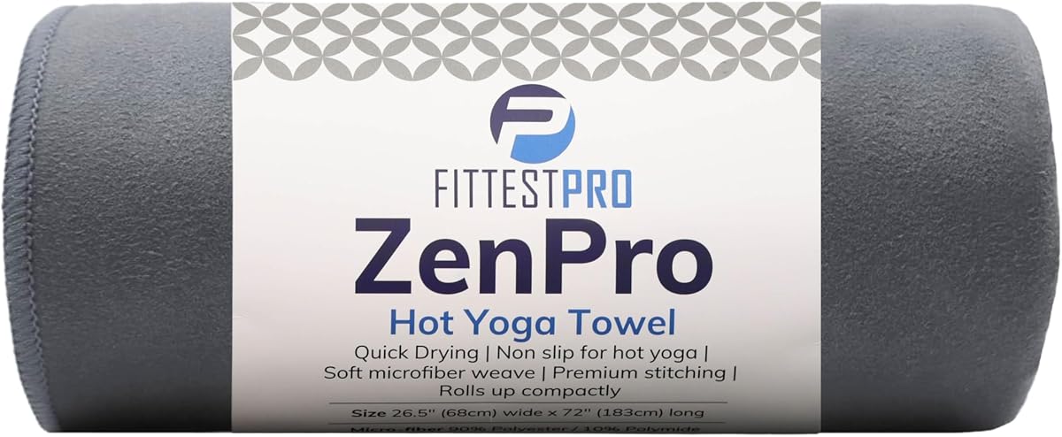 Toalla antideslizante para yoga caliente con microfibra de gamuza suave súper absorbente en muchos colores, para Bikram Pilates y esterillas de yoga. (72.00 x 26.50) Gris Nimbo