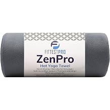 Fittest Pro Non-Slip Hot Yoga Towel with Super-Absorbent Soft Suede Microfiber in Many Colors, for Bikram Pilates and Yoga Mats. (72.00 x 26.50) Nimbus Grey