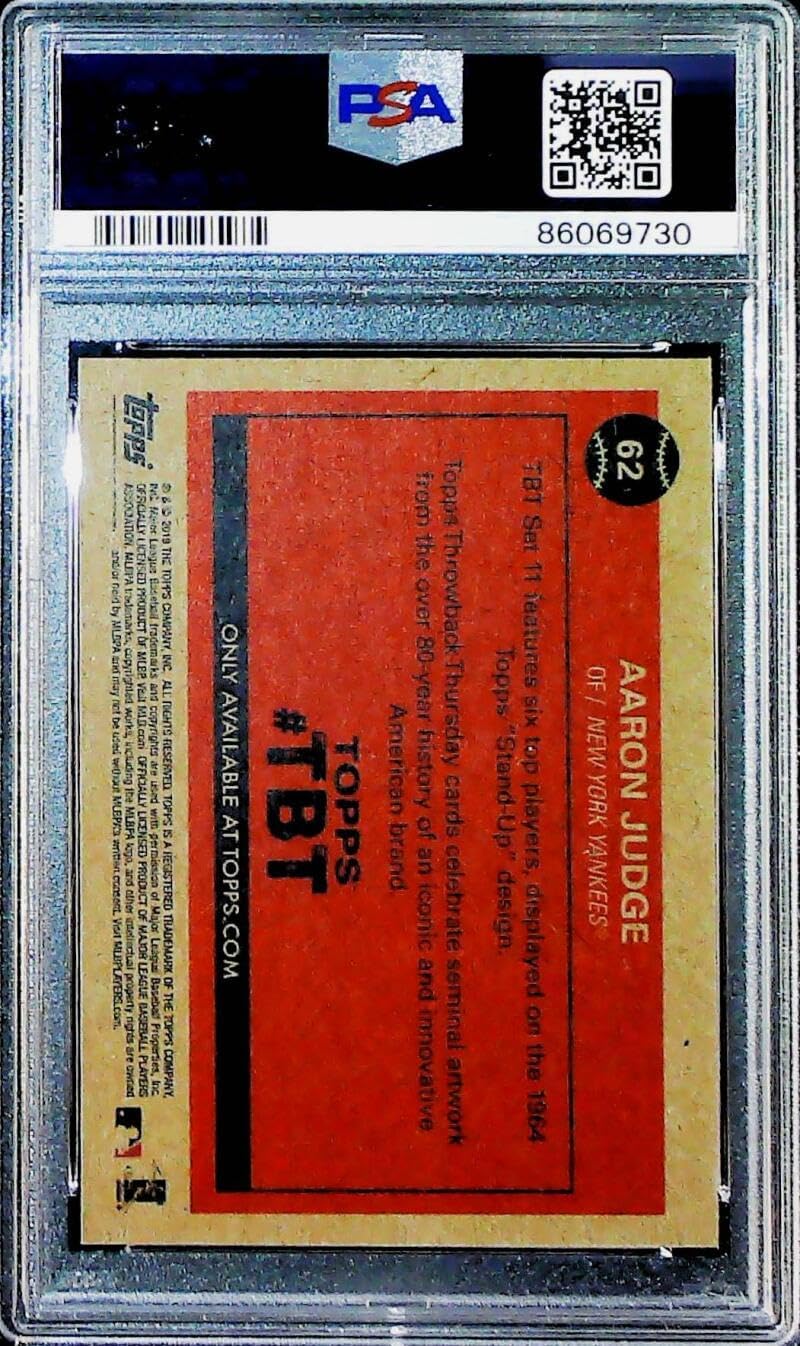 2019 Topps Throwback Thursday Baseball #62 Aaron Judge New York Yankees PSA 9 MINT 1964 Stand Up