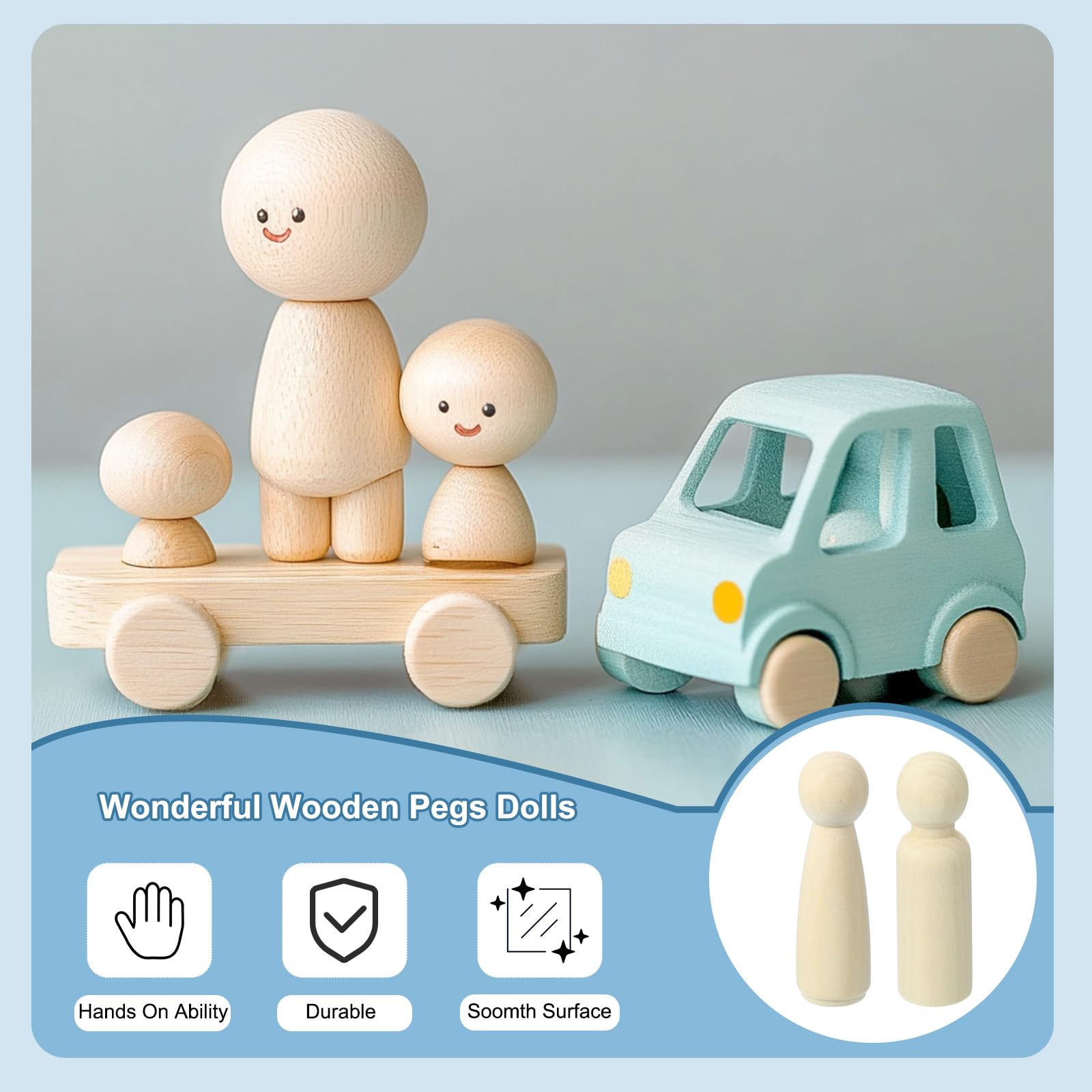 PATIKIL 3.54" Height Wooden Pegs Peoples - Image 4