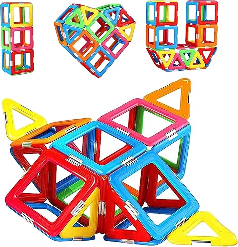 lonfypeng Juego básico de 50 bloques magnéticos, juguetes STEM para niñas de 3, 4, 5, 6, 7 años, azulejos magnéticos, juguetes educativos magnéticos