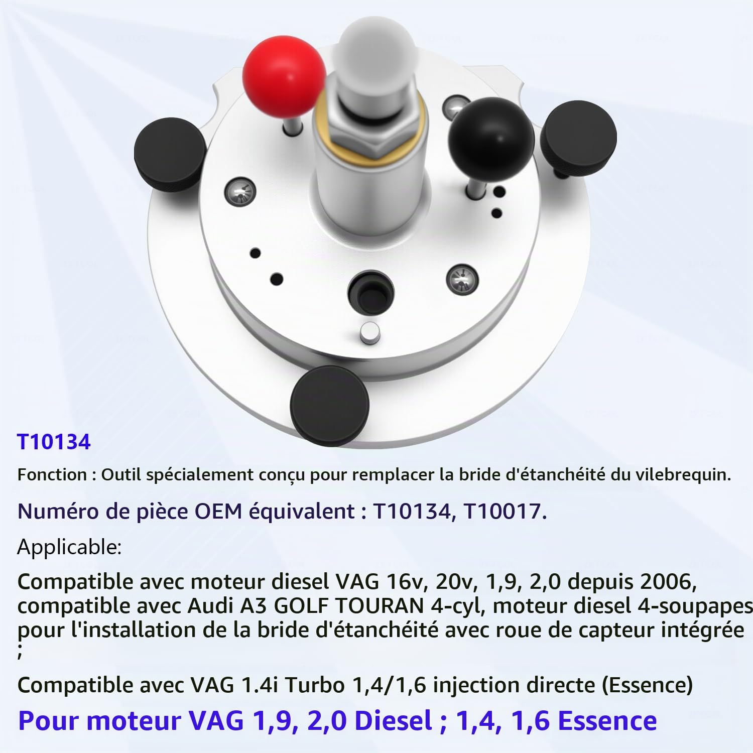 ZKTOOL Outil d'Extraction et d'Installation de Joint de Vilebrequin VAG | pour Moteurs Diesel 1.9 2.0 et Essence 1.4 1.6 16V 20V. Poseur de Couronne de Train pour Joint d'Huile. OEM T10134 T10017