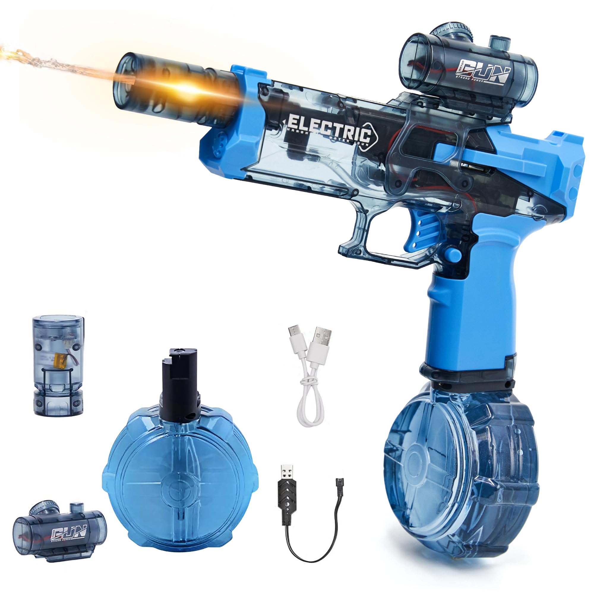 Electric Water Gun for Adults Kids: Squirt Gun, Automatic high Powered Pressure Blaster watergun with Realistic Led Muzzle Flame,Perfect Summer Gift Toys for Age 8-12