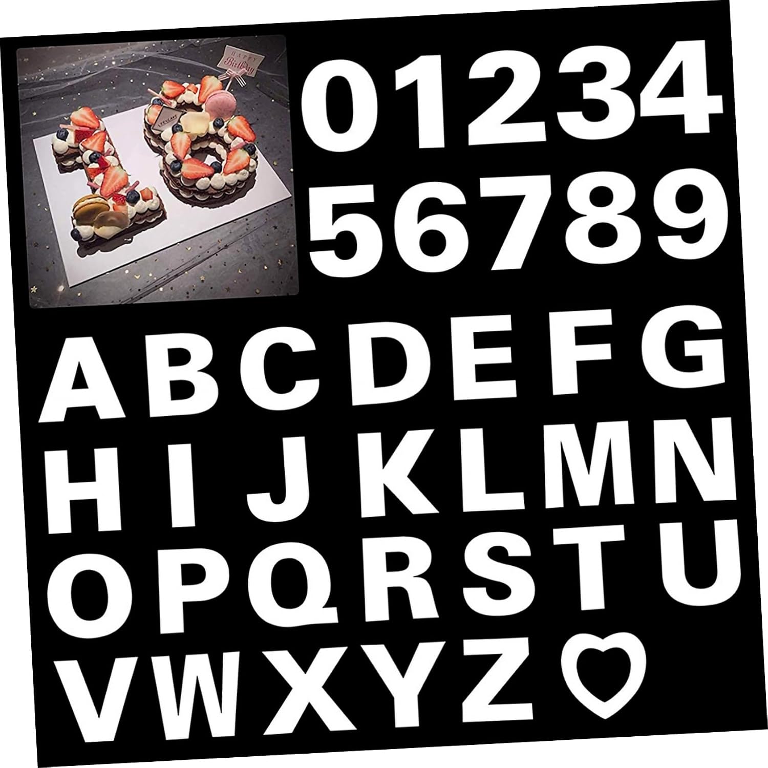 SOLUSTRE 1Set Reusable Cake Stencil Molds Letter and Number Templates for DIY Baking Projects Compact Lightweight Design for Festivals and Celebrations