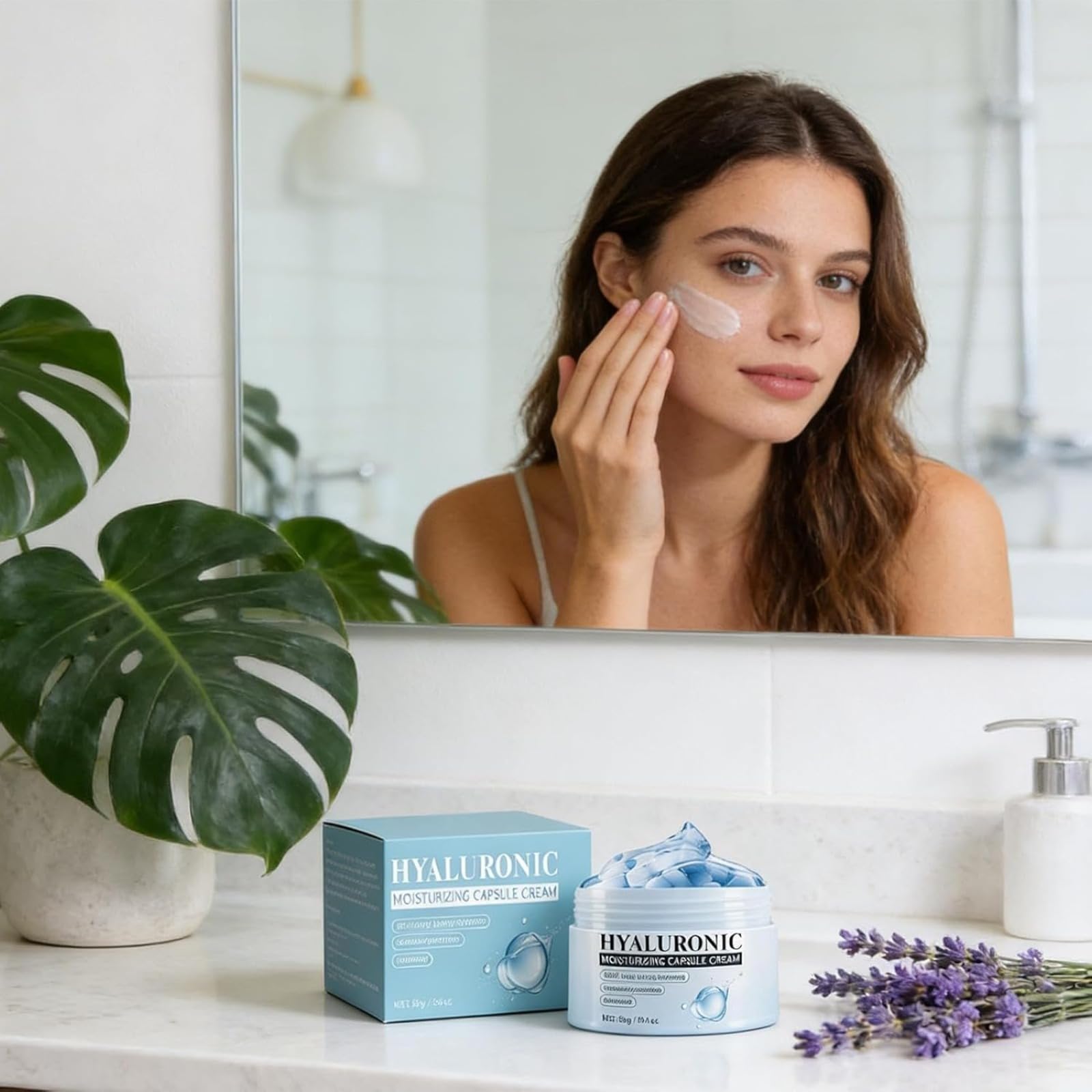 Hyaluronic Acid Capsule Cream,Feuchtigkeitsspendende Gesichtscreme,Beruhigender Haut Regenerationsbalsam,Feuchtigkeitsspendende After-Sun-Lotion,Schnell einziehender,pflegender Gesichtsbalsam (3pcs)