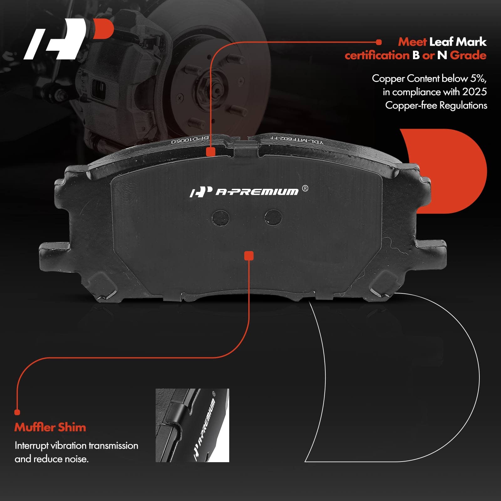 Frein Avant A-Premium 12.56 Inch (319mm) Front Drilled And Slotted Disc  Brake Rotors + Ceramic Pads Kit Compatible With Select Toyota Models -  Highlander 2001 2002 2003 2004 2005 2006 2007, 6-PC Set Front Brakes