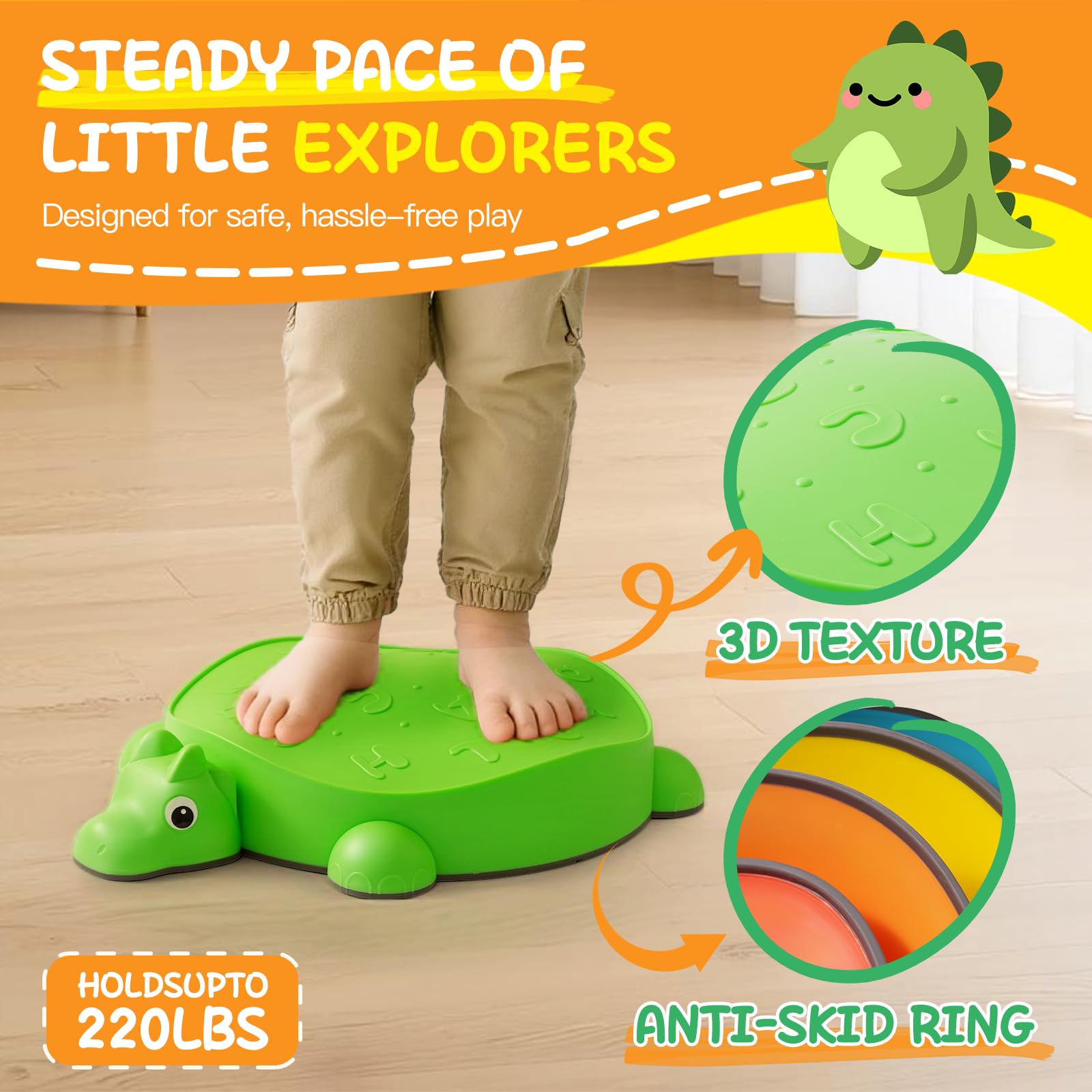 Balanciersteine für Kinder 6er Set – Hochwertige, Rutschfeste & Strapazierfähige Steine, Fördern Gleichgewicht, Koordination & Motorik, für Indoor und Outdoor, CE-zertifiziert | Kids Stepping Stones