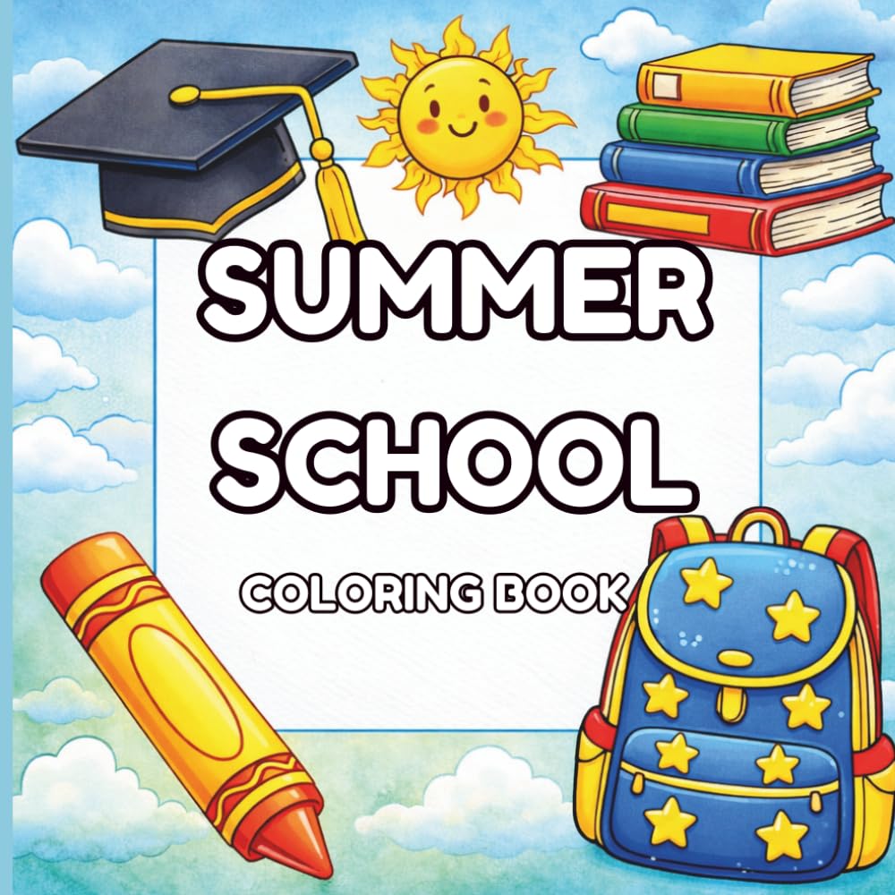 Summer School Coloring Book for Kids: Fun, Bold and Easy One-Object Coloring Pages with School and Summer Items for Learning, Creativity, and Vacation Activities
