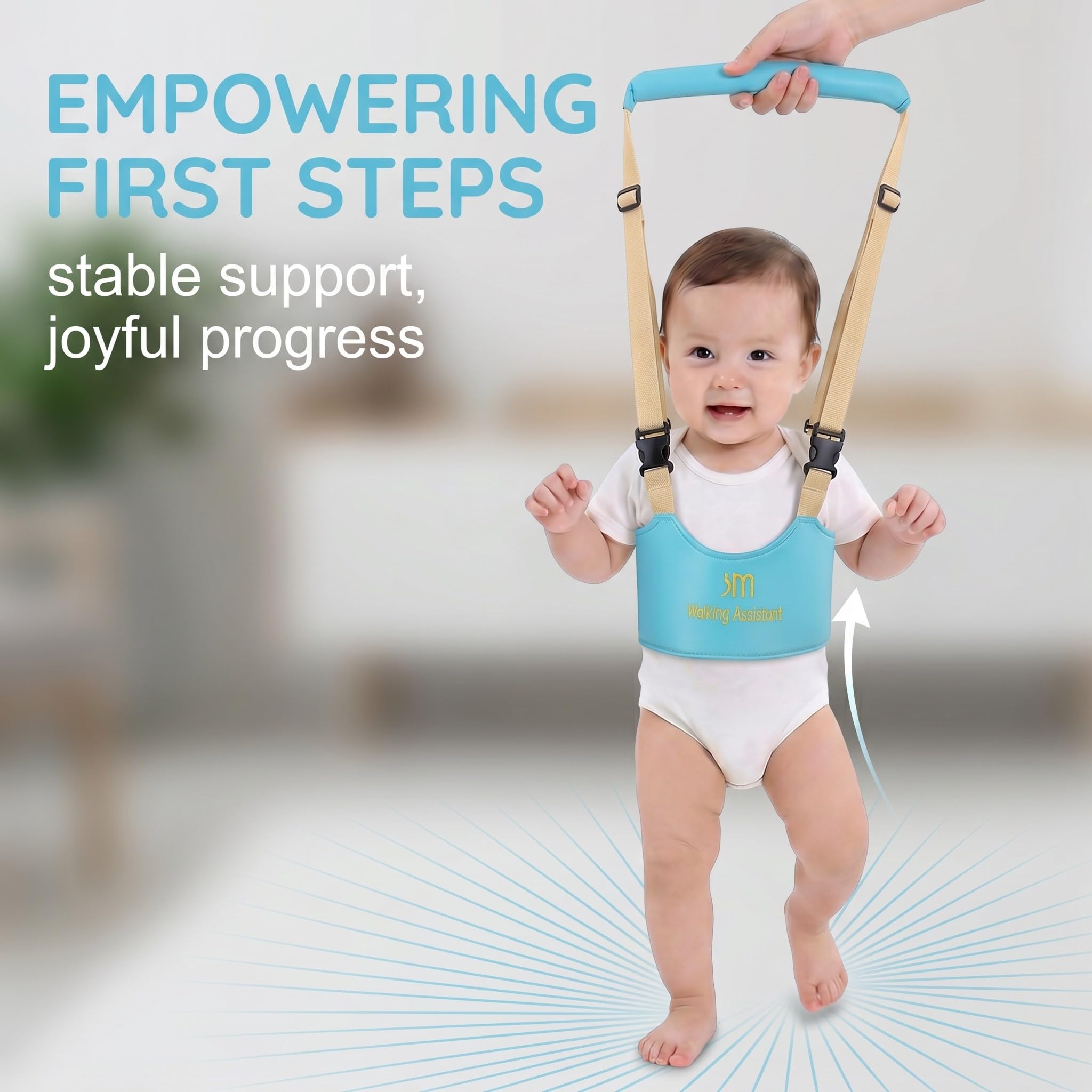 Arnes Bebe para Caminar, Arnés de Seguridad Ajustable y Transpirable para Primeros Pasos, Asistente de Caminata Infantil con Hebilla de Seguridad para Bebés de 7-24 Meses