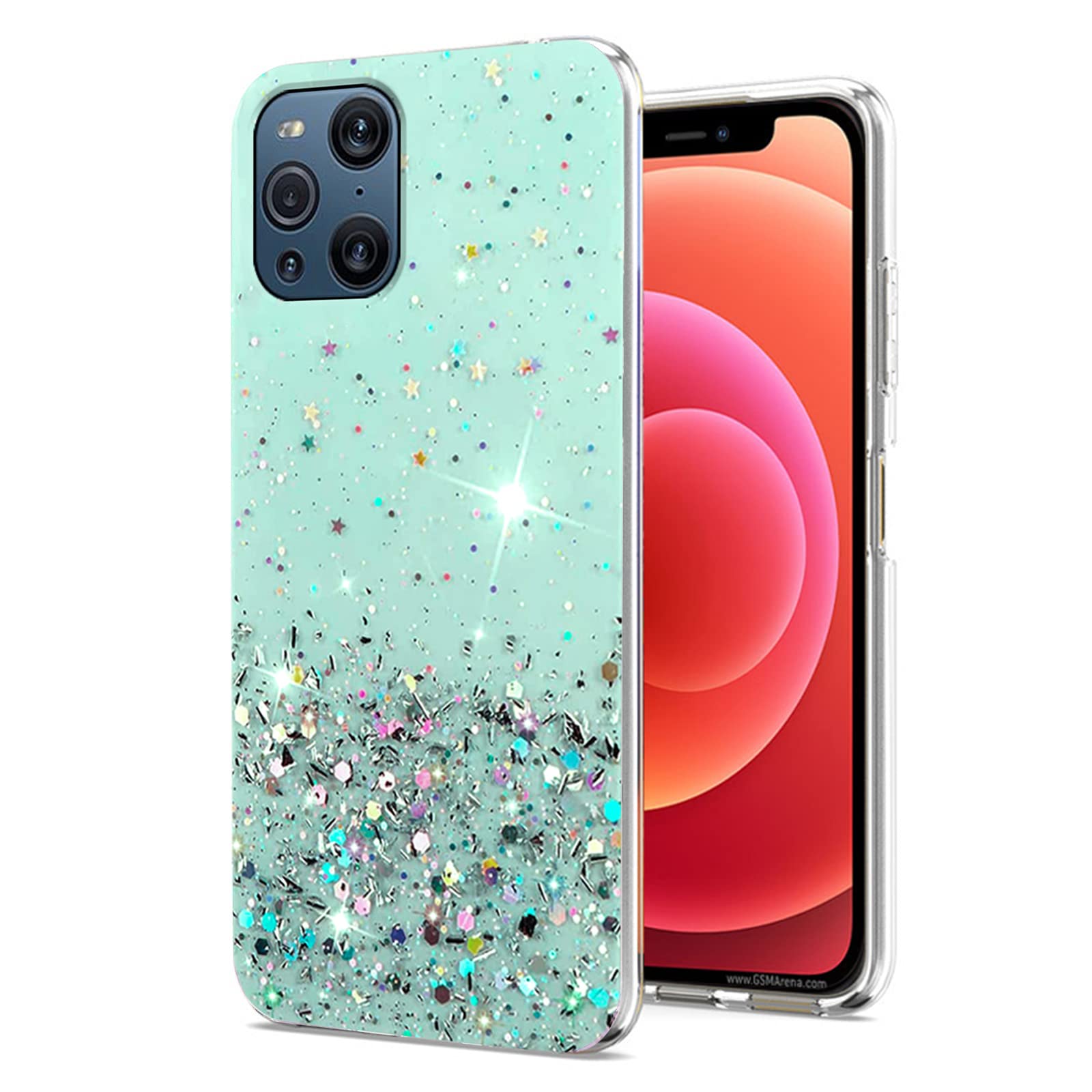 ALAMO Cover Sfumata Per Oppo Find X3 Pro - Custodia Silicone TPU Traslucida Con Paraurti Antiurto (Rosa/Verde) - 4