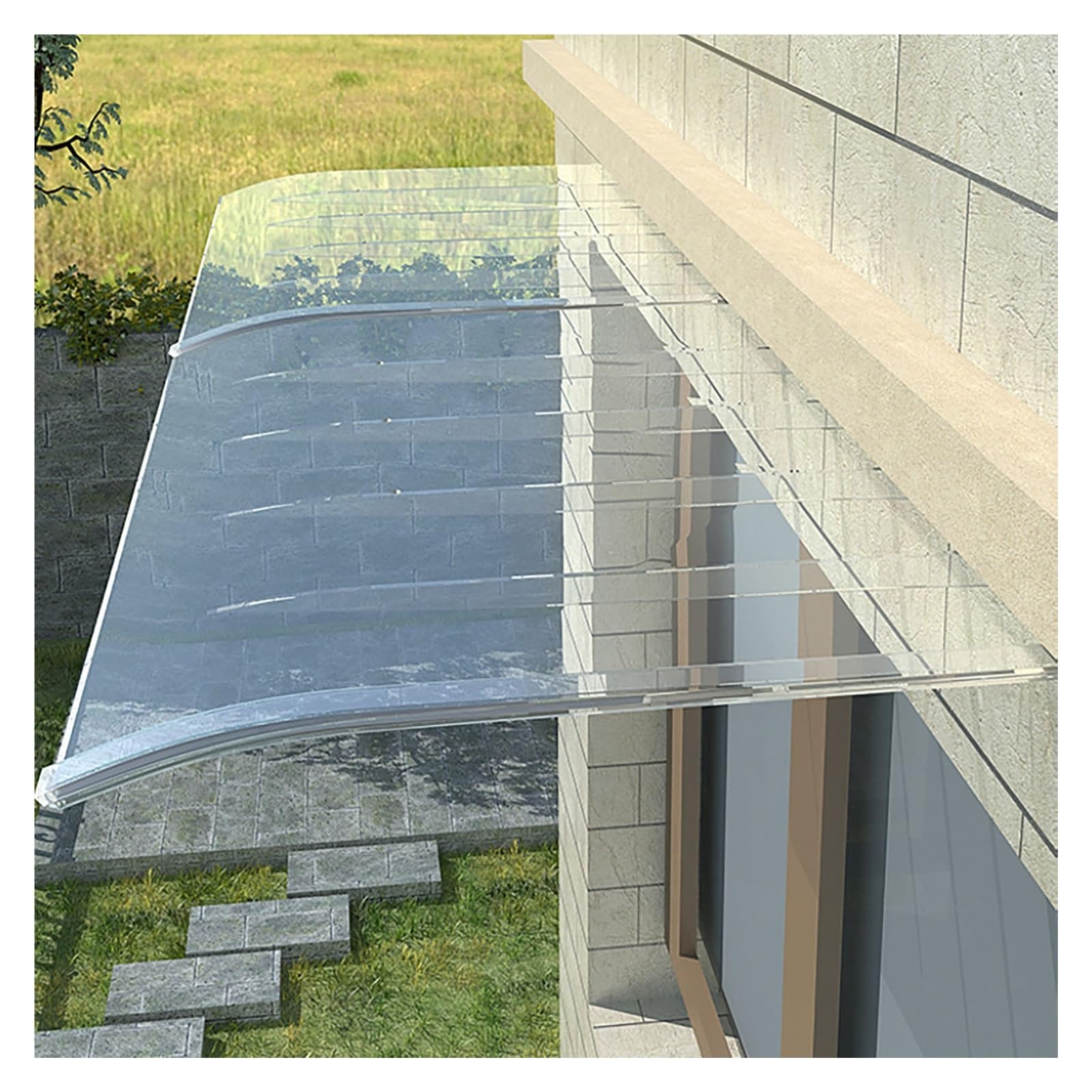 KYOFIS Transparent Window and Door Awning, Polycarbonate Door Canopy Patio UV Rain Snow Protection Door Canopy Awning for Houses, Garden, Balconies (Color : Clear, Size : BOTTOM_50X200CM)