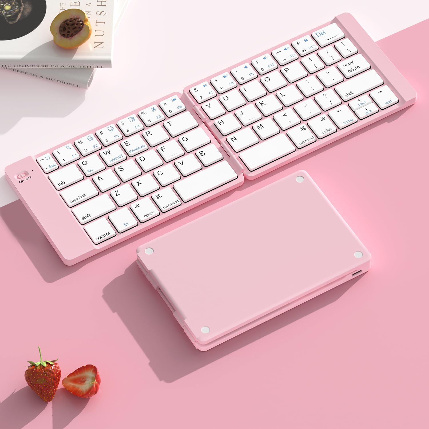 PopBloom Foldable Bluetooth Keyboard - Portable Keyboard with Storage Bag, Rechargeable Full Size Ultra Slim Compatible iOS Android Windows Smartphone Tablet and Laptop(Keyboard+Bag) image 2