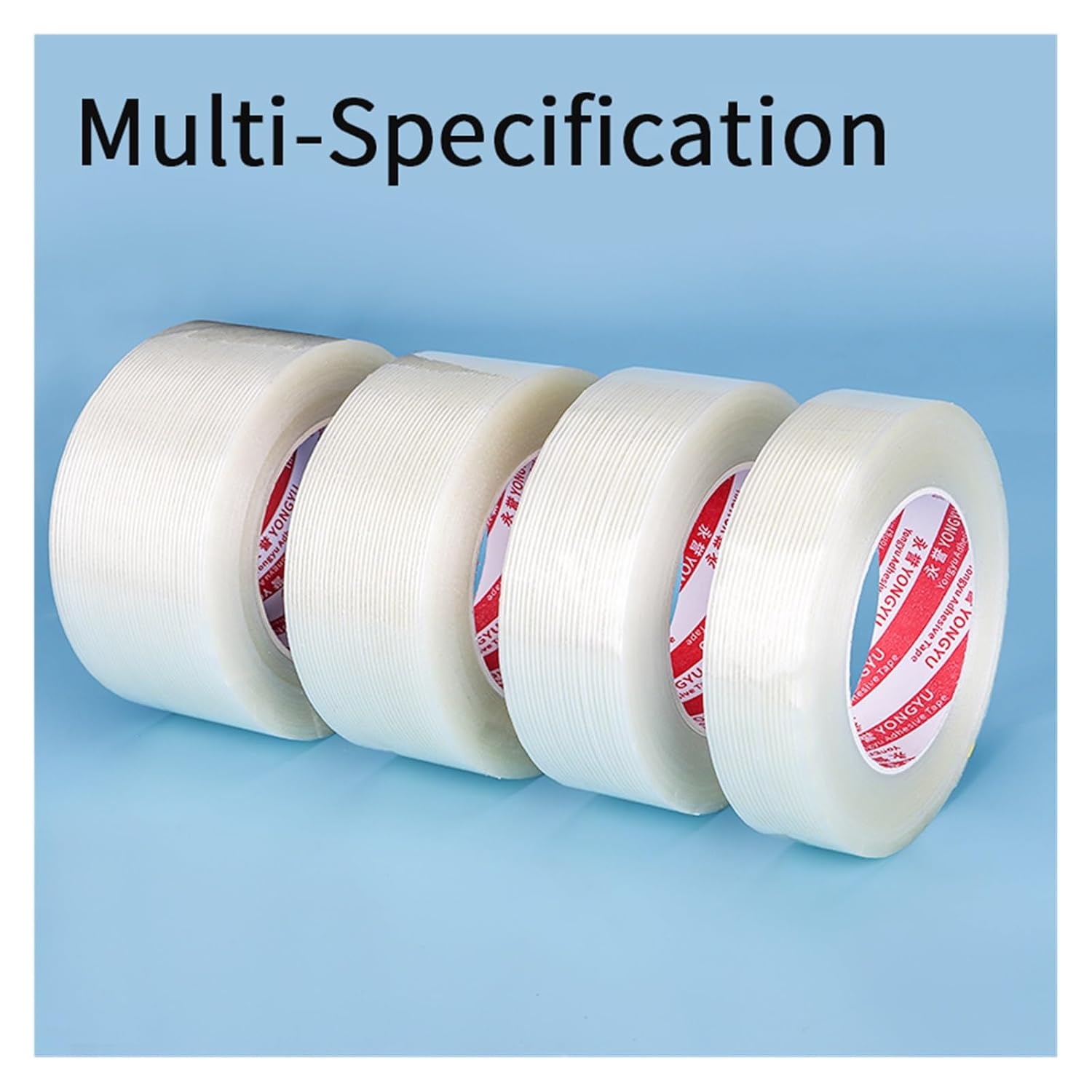 Unidirectional Filament Fiber Tape 50M Alkali Resistant Anti-Crack Self Adhesive Fibreglass Tape for Wrapping Sealing Fixing(0.15MM*30MM)