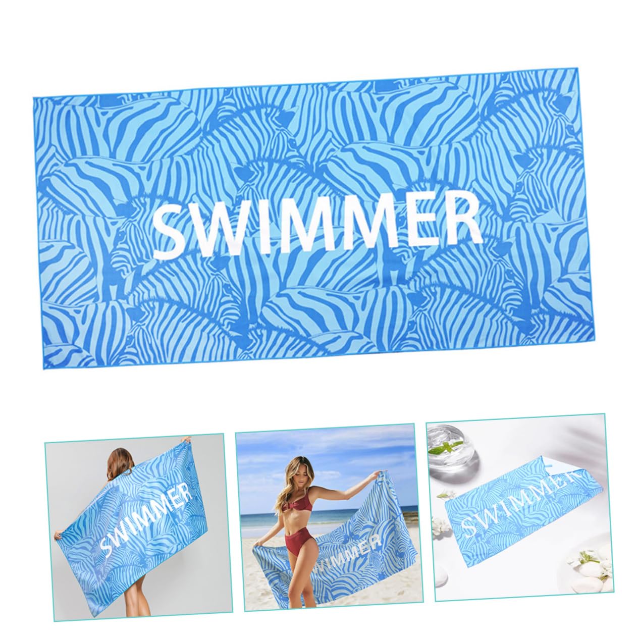 PRETYZOOM 3 Pz telo mare asciugamano portatile asciugamano palestra da bagno per bambini da viaggio in microfibra arazzo telo da piscina resistente all'usura Blue