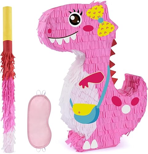 Piñata de dinosaurio Suministros de fiesta de cumpleaños de dinosaurio para niñas y niños, juego de piñata para fiesta temática de dinosaurios de WERNNSAI