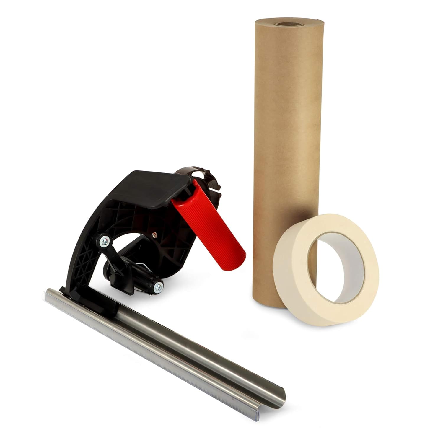 IDL Packaging Masking Kit -12" x 60 Yards Brown Masking Paper (6 Rolls) & 1.41" x 60 Yards Blue Tape (6 Rolls) & Manual Paper/Tape Dispenser (Built-in Blade) - Masking Set to Cover Surfaces