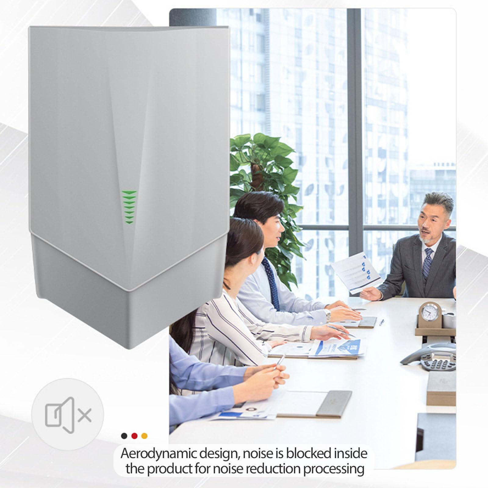 Asciugamani Commerciale con sensore Automatico, asciuga Mani Elettrico a Parete da 1500 W ad Asciugatura Rapida, Attrezzatura per asciugare Le Mani a Basso consumo energetico per WC,Grey