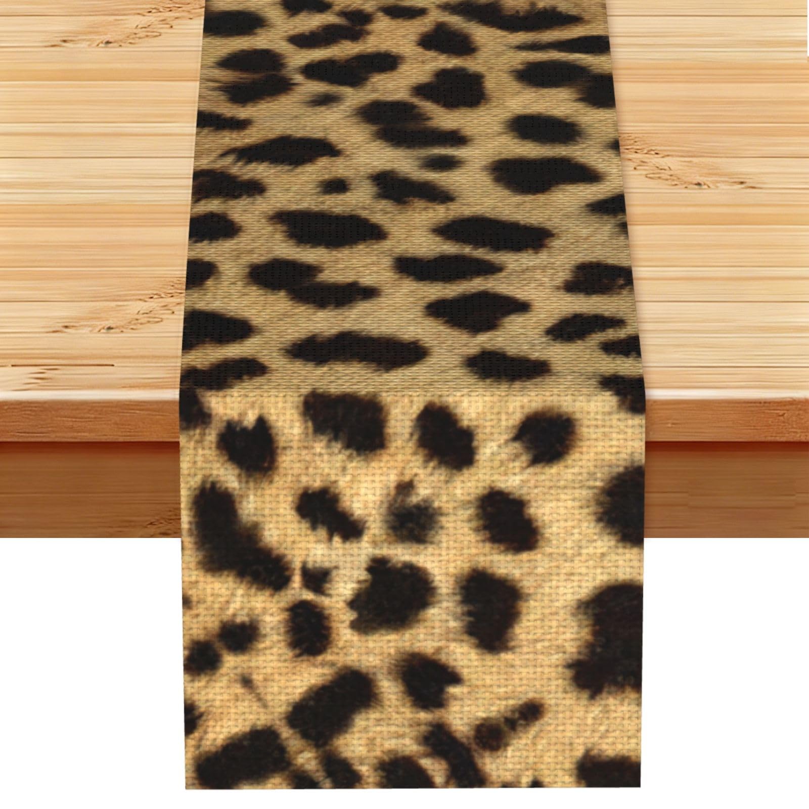 Aacxzff Black Linen Leopard Animal Print Print Table Runner For Everyday Use,Special Occasions,Wedding Birthday Home Decor