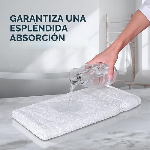 Miniatura 4 de Juego de toallas de mano White Classic de lujo, set de toallas para el baño, hotel, spa, cocina, de algodón egipcio circular, 40cm x 76cm, set de 6