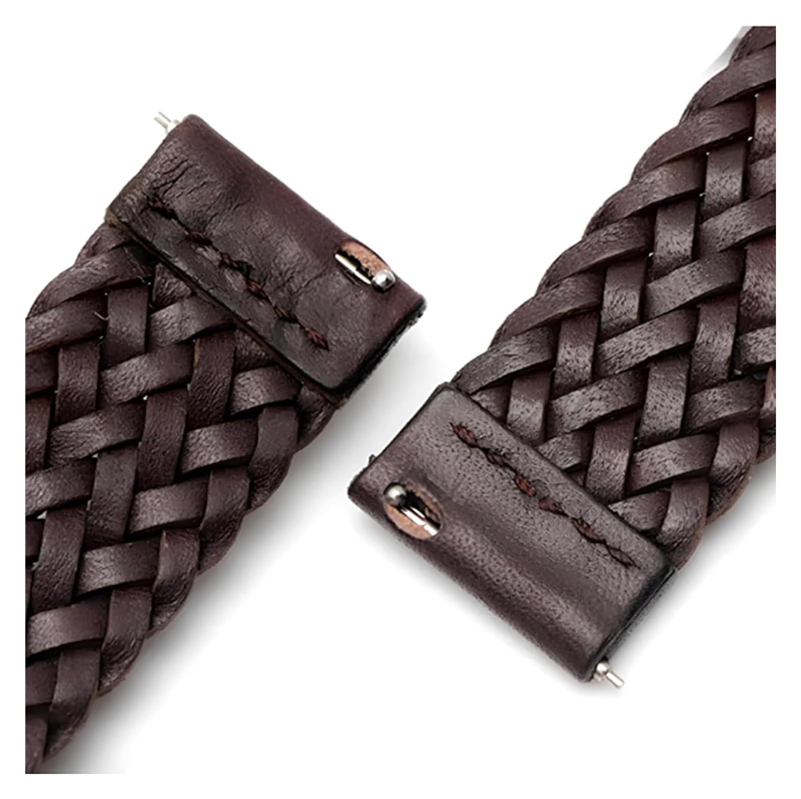 Remplacement des Bandes de Surveillance 20/22 / 24 mm Strape DE Montre DE COHIDE TRESSÉE pour Les Montres Smart (Brown-Black, 24 mm)