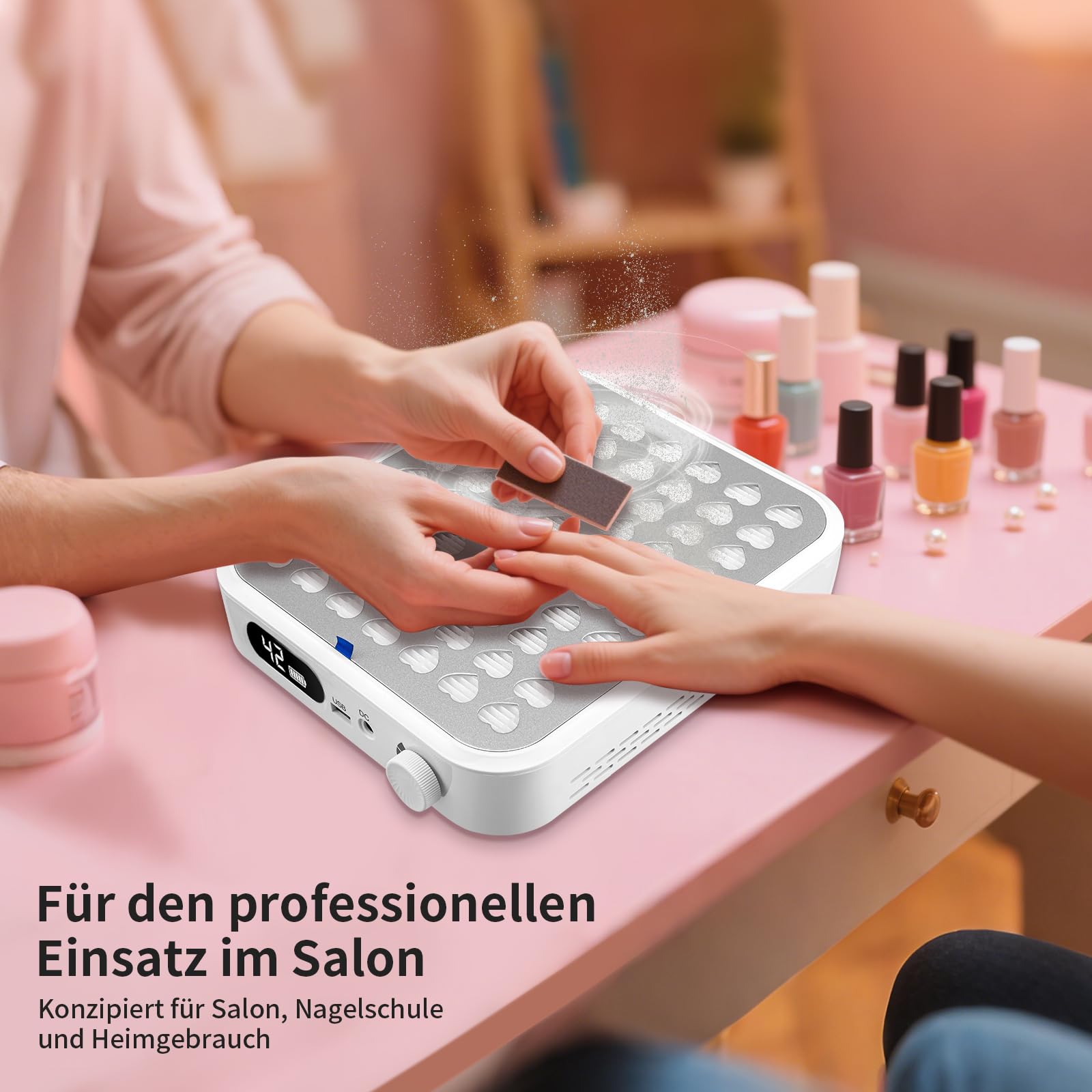 Kabellose Staubabsaugung für Nägel, 56W Nagelstaubsauger Akku mit 2 Filters,Nagelstaubreiniger für Acryl- und Gelnägel, Salon und Zuhause mit 1 Bürste