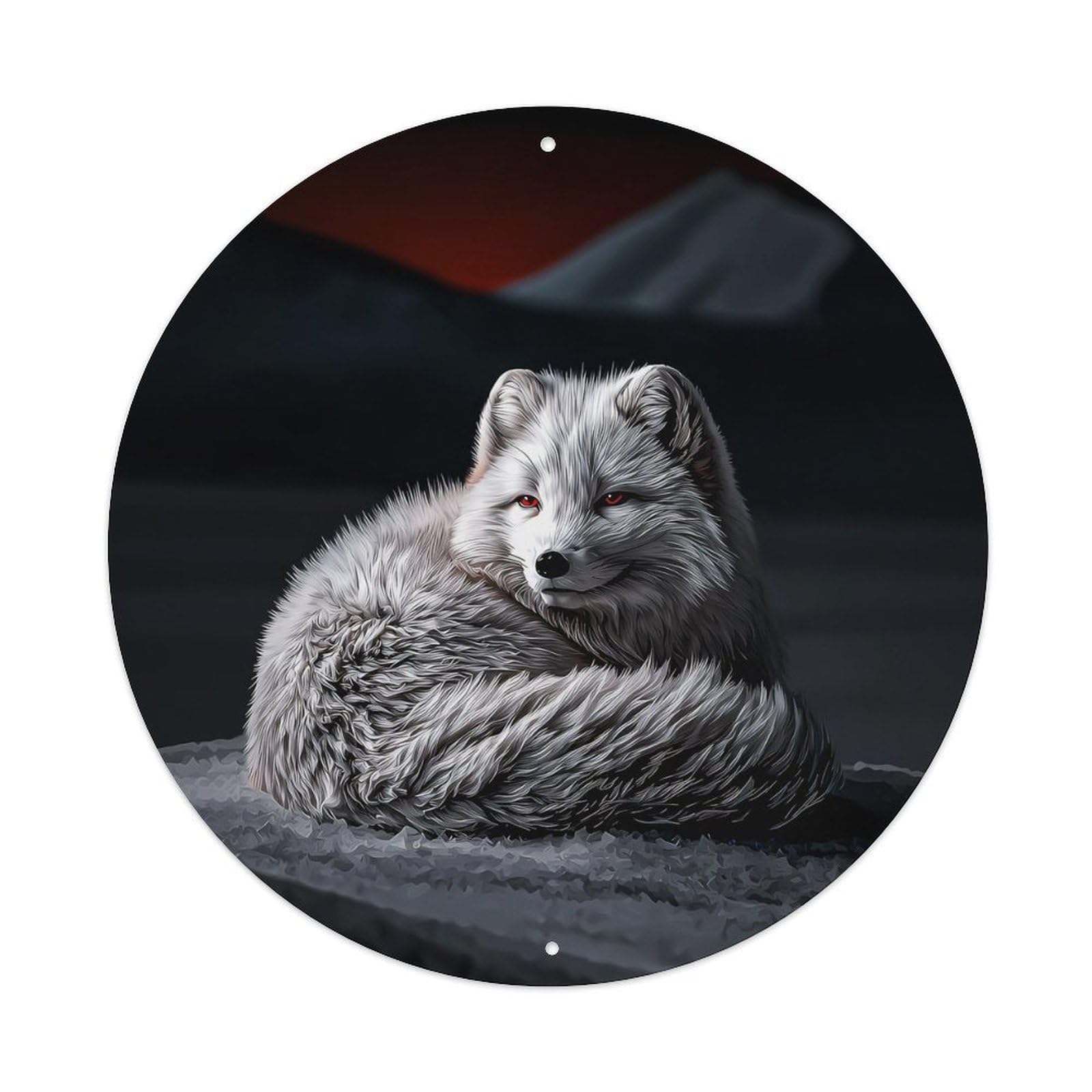 Animal Arctic Fox Red Eye Mysterious Wilderness Vintage Metal Tin Sign Plaque Wall Decor for Cafe, Club Bar, Office, Garden Metal Poster 8x8Inch