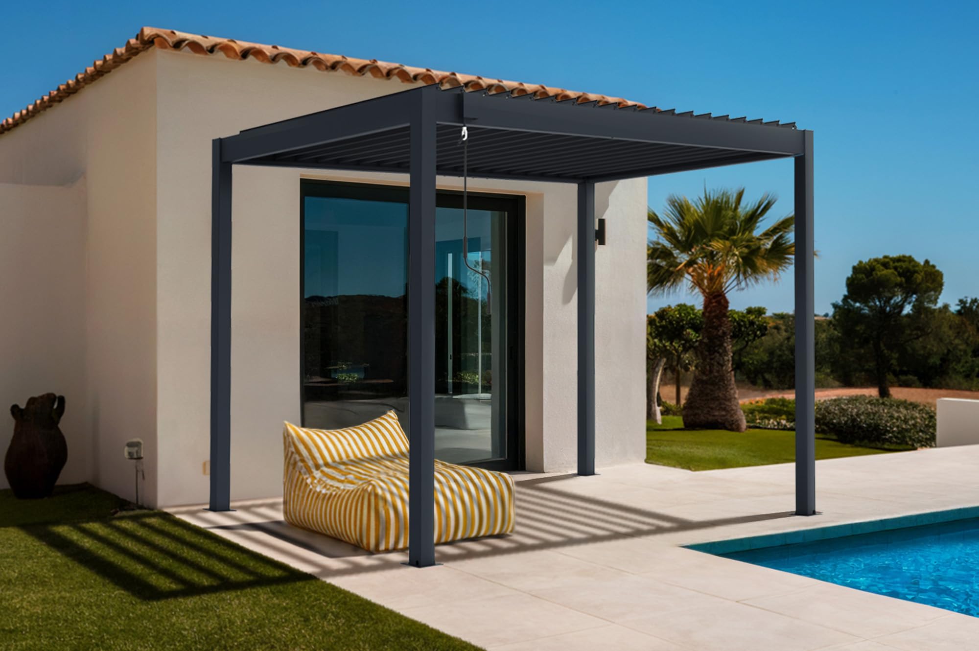 Cazeboo PIANA 3x2m szara aluminiowa samonośna pergola bioklimatyczna