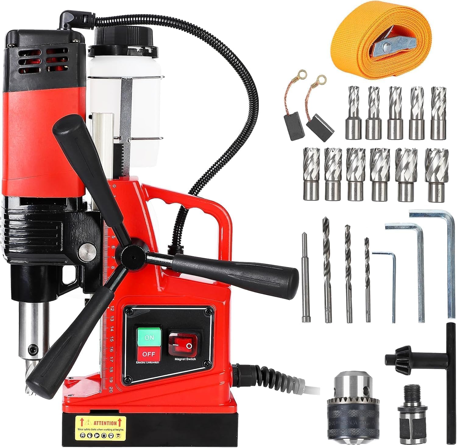 Garvee - Taladro magnético de 1550 W, taladro de columna portátil para perforación pesada, 500 rpm, 50 velocidades variables, máx. Ø 50 mm (2"), 220 V EU - Motor de cobre y luminio de alto rendimiento