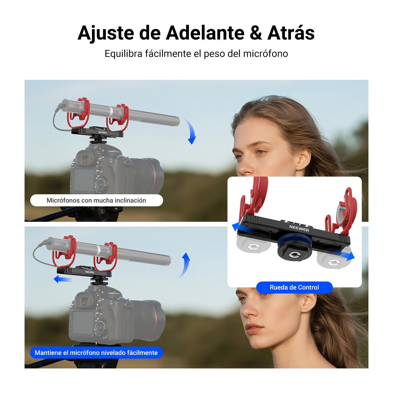 NEEWER Soporte de choque para micrófono, soporte ajustable para micrófono de zapata fría para cámara, poste de pluma, accesorios de trípode compatibles con Rode NTG Series Sennheiser MKE600 Audio