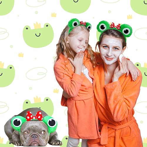 Miniatura 5 de CIEHER Diadema de rana verde para spa, diadema de ojo de rana, diadema de orejas de ratón, diadema de spa, diadema de maquillaje, diademas para el