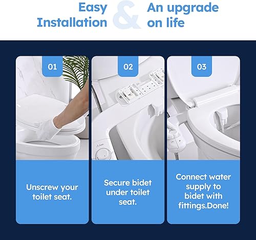 Miniatura 6 de Arofa Accesorio de bidé para inodoro, autolimpiante, asiento de inodoro de bidé de doble boquilla, bidé ultra delgado para inodoros existentes, no
