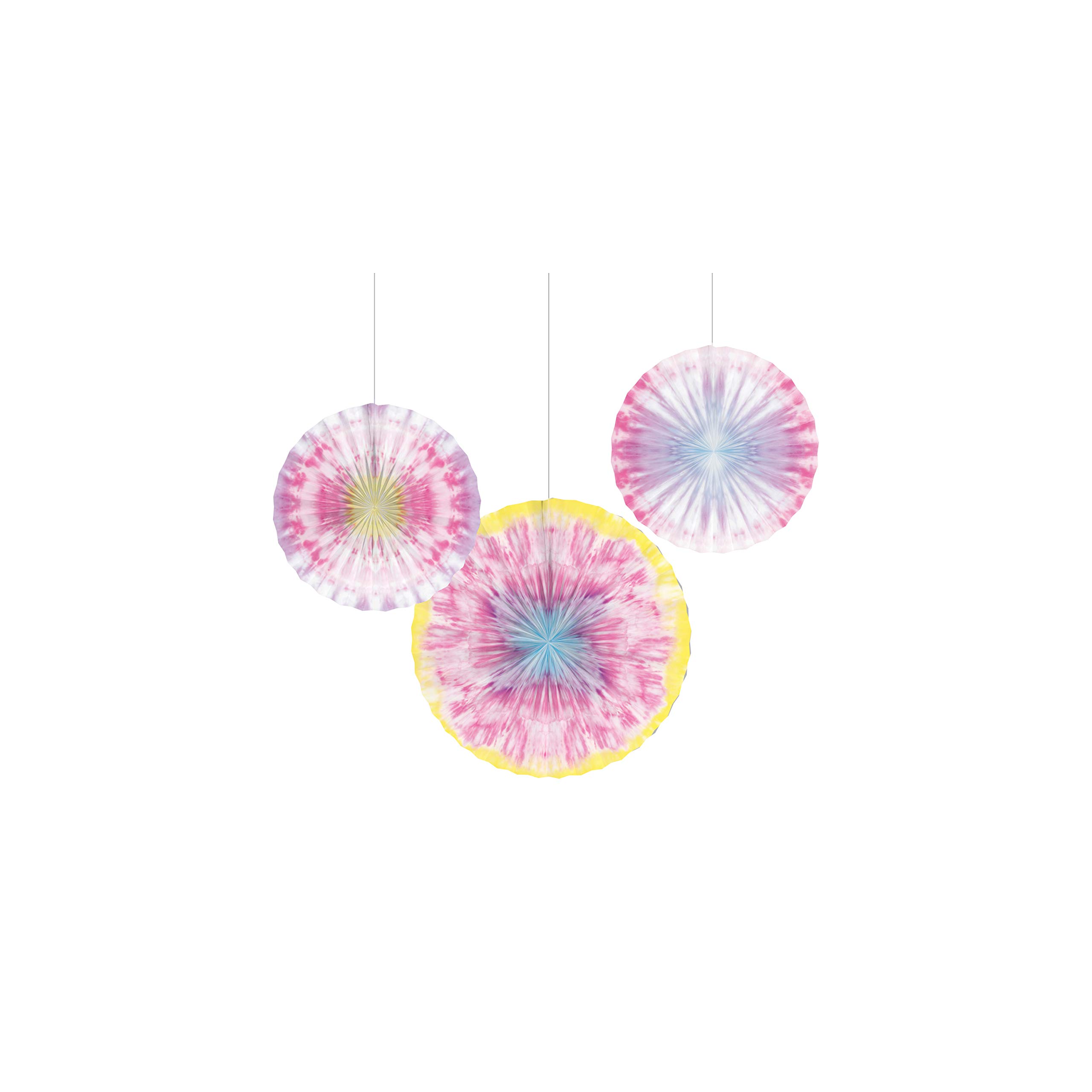 Tie Dye Party Paper Fans, 3 ct