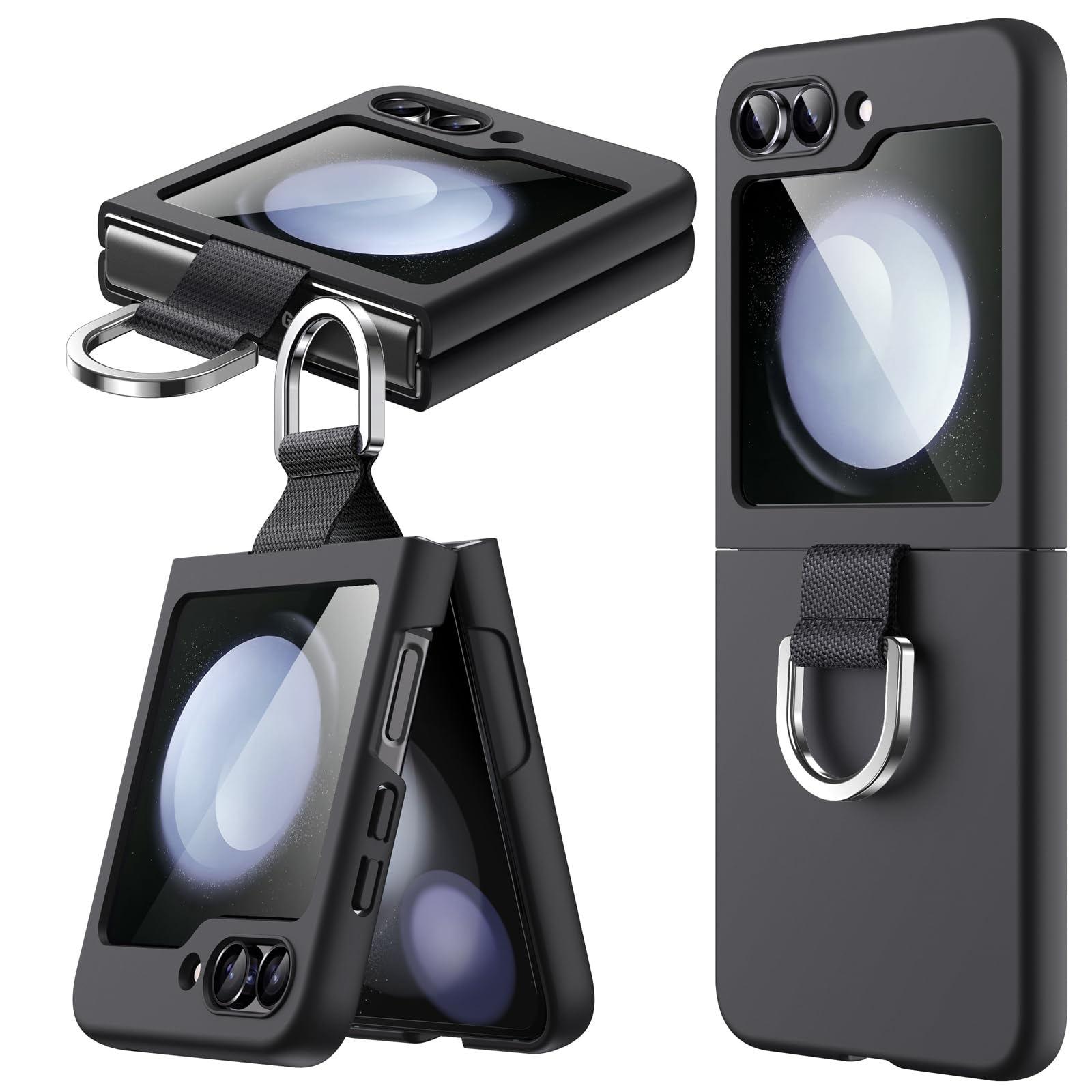 JETech Case for Samsung Galaxy Z Flip 5 2023 with Ring, Hard PC Slim Shockproof Anti-Scratch Protective Phone Cover (Black)