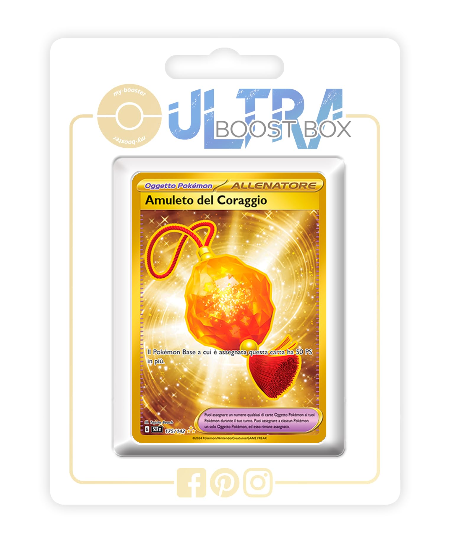 my-booster Bravery Charm 175/142 Allenatore Segreto Oro X Scarlatto e Violetto 7 Corona Astrale - Box di 10 carte Pokémon Italiane