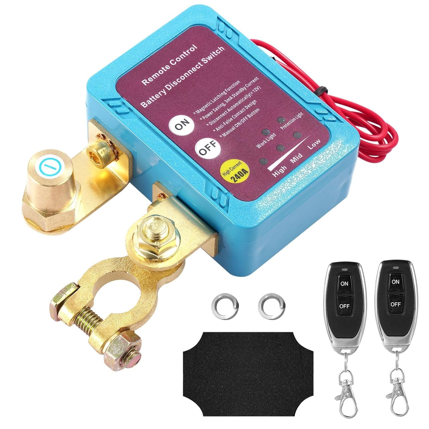 Kill Switch Con Telecomando GEARCELL 12V/24V 240A - Interruttore Batteria Con Display Tensione Antifurto Per Auto Camper Moto - 4