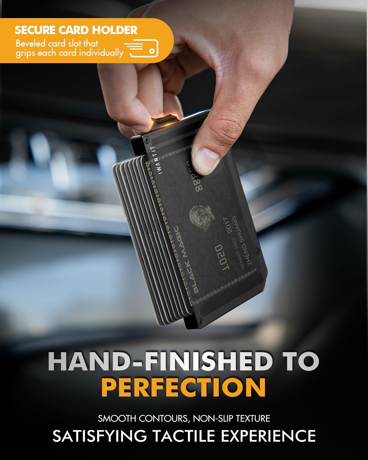 iwantit Pop Up Wallet for Men, Slim Minimalist Credit Card Holder with Money Clip - Man Metal Aluminum Wallet RFID Blocking, Smart Tactical Wallet for Men, Gift for Men (Black) - Image 6