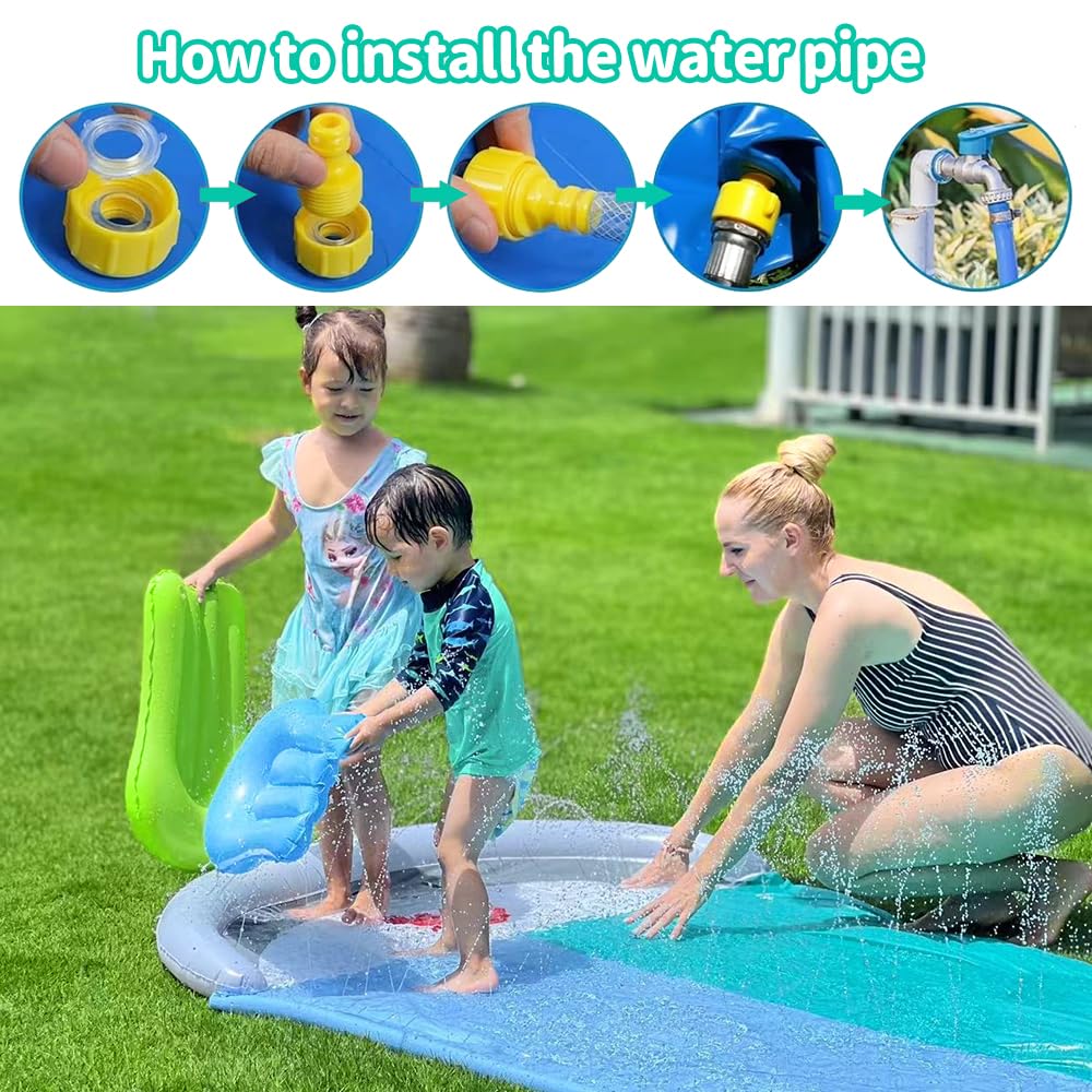 Wasserrutsche Garten 550x145cm Doppel Wasserrutschmatte mit Eingebautem Sprinkler Rutschbahn Outdoor