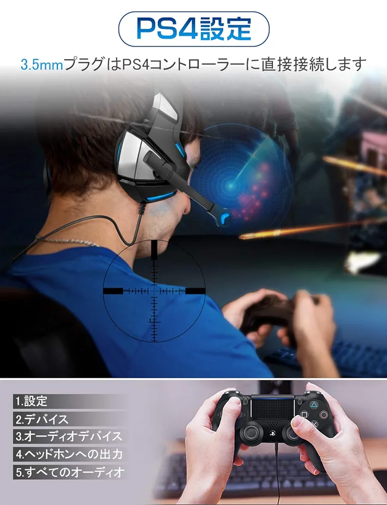 プレステ4専用 FPSセット Amazon | Wintory 【令和 モデル】 ゲーミングヘッドセット ps4