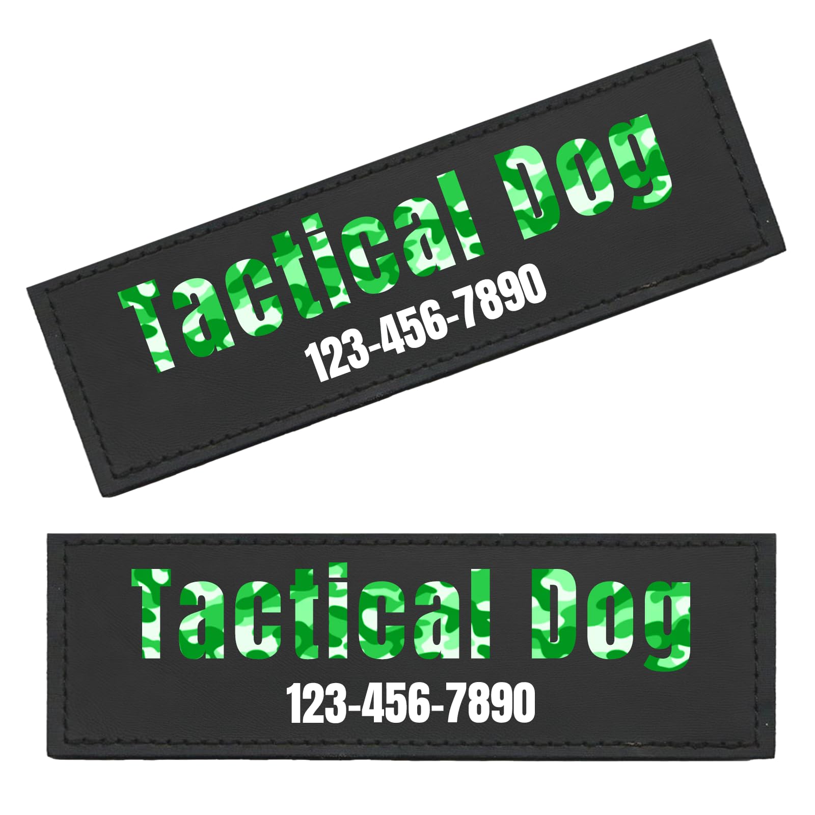 Customised Patches for Dog Harness - Vibrant Personalised Name Dog Patches for Harness - Bespoke Name Tag for K9 Tactical Vest (Green Camo, Large (6.3 * 2 Inches)) — image 1
