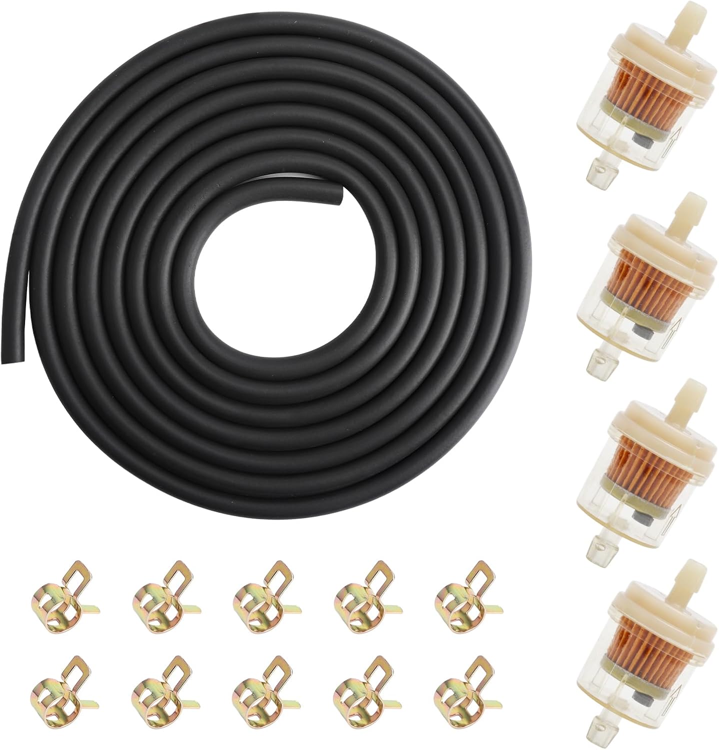 Kraftstofffilter Benzinfilter mit 4 Filtern und 10 Schlauchschellen 3M Fuel Filter Moped Benzinschlauch F r Motorrad Roller Rasenm her und Auto