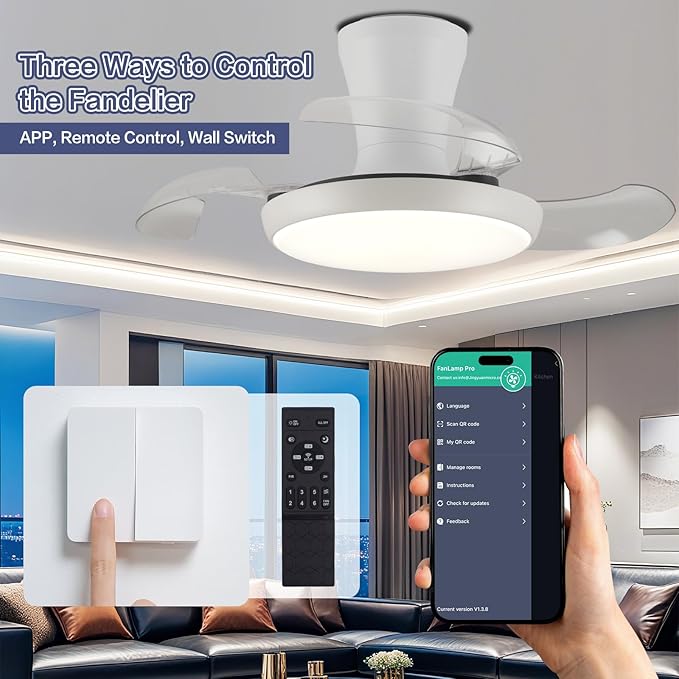 Ventilador de Techo 30 Pulgadas con Luz y Control Remoto, 6 miniatura 7