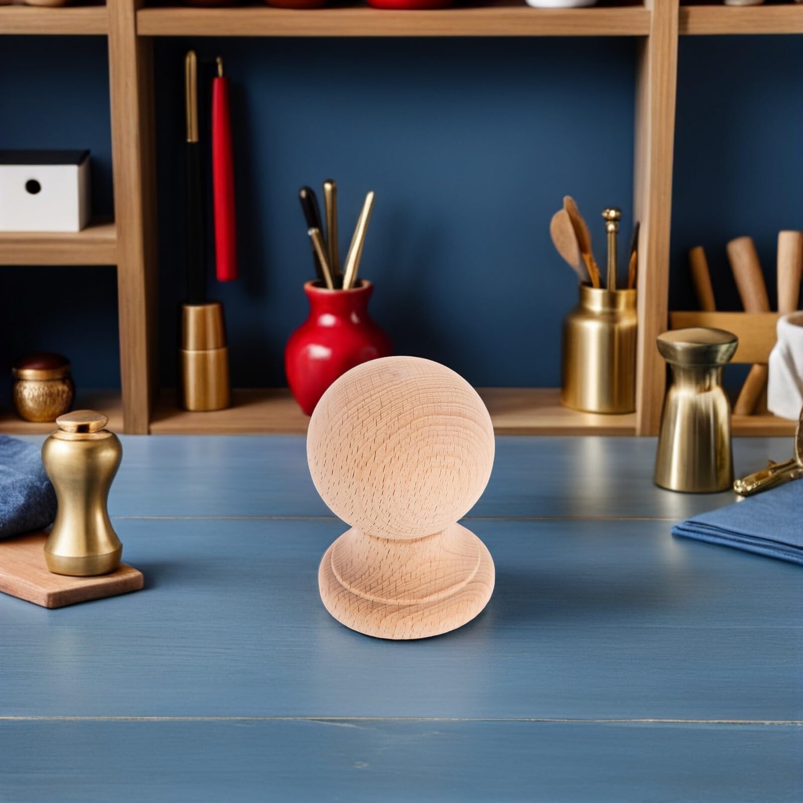 Vaguelly Remate de Madera Maciza en Forma de Bola para Muebles y Escaleras, Estilo Romano Clásico, Fácil Instalación, Adecuado para Decoración de Villas y Renovaciones